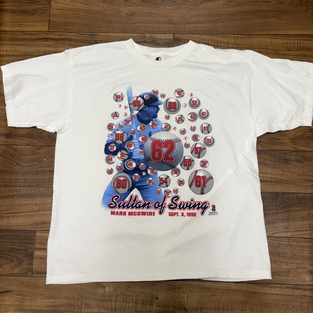 Vintage 1998 Mark McGwire Starter T Shirt Sultan Swing MLB Mens Size XL